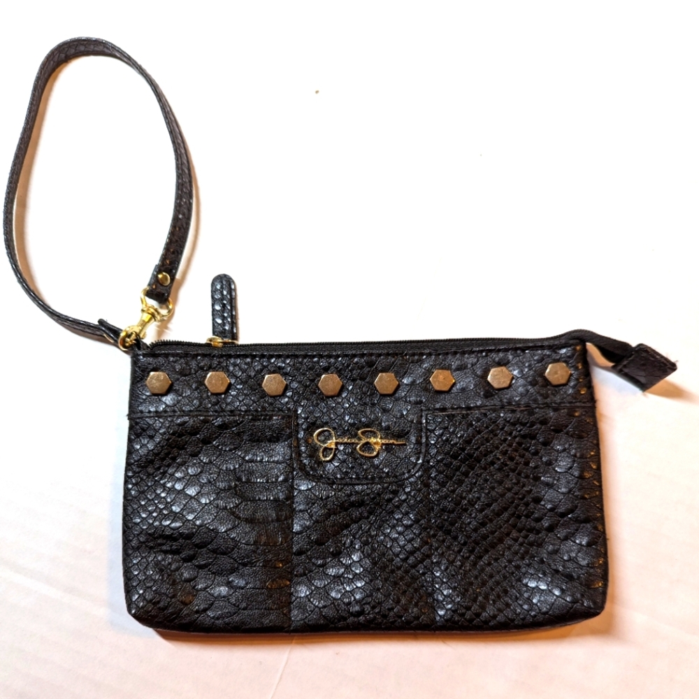 Jessica Simpson Ella Zip Around Black Wallet Wristlet